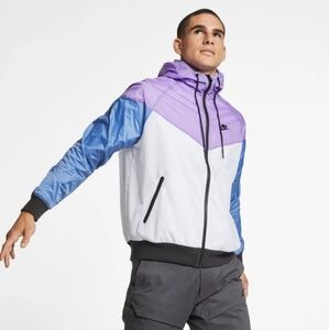 Nike Windbreaker Colorblock Purple White Jacket Medium